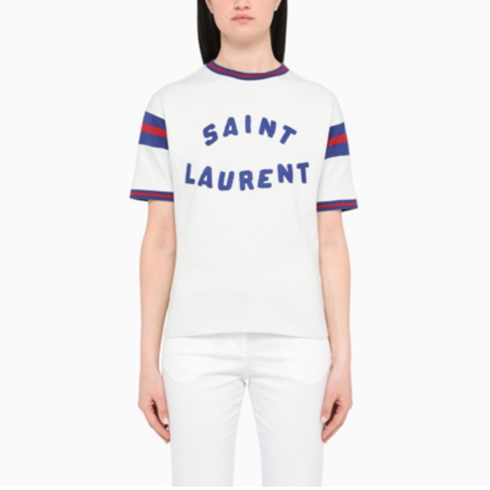 Super cute and difficult to find Saint Laurent graphic tee jersey-style
